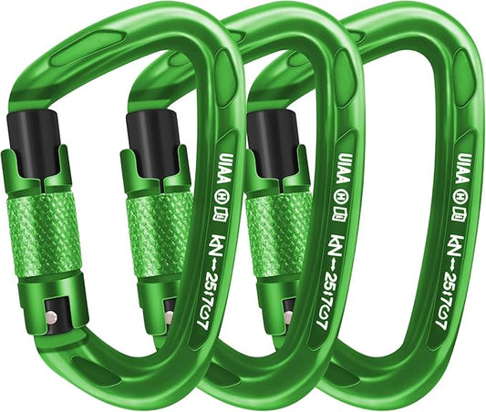 Climbing Carabiner Clips 25kN Auto Locking Carabiner, Professional Heavy Duty Large Locking Carabiner Clips for Rock/Ice Climbing Rappelling Rescue Swing etc, D Shaped, Large Size
