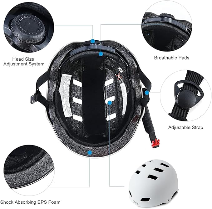 Bike Helmet 3 Sizes for Teenager Kids Youth Adults,Bavilk Skateboard Helmet Adjustable Multi-Sport Bicycle Cycling Scooter Roller Skate Inline Skating Rollerblading for Girls Boys Women Men Teen