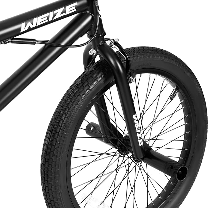 WEIZE Freestyle BMX Bike, 20 inch Trick Bicycle for Kids and Adults Men Women, Hi-Ten Steel Frame, 360 Degree Rotor Freestyle, 4 Pegs Single Speed Teen Bike, Beginner-Level to Advanced Riders