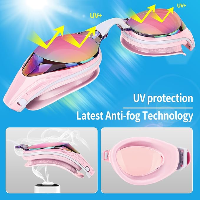 Nearsighted Swim Goggles, Shortsighted Optical Swimming Goggles No Leaking Anti Fog UV Protection for Adult Men Women