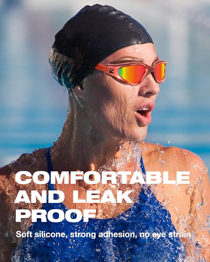 ZIONOR G1 Nava Super Anti-Fog Unisex Swim Goggles Mirror/Bright Smoke Lens