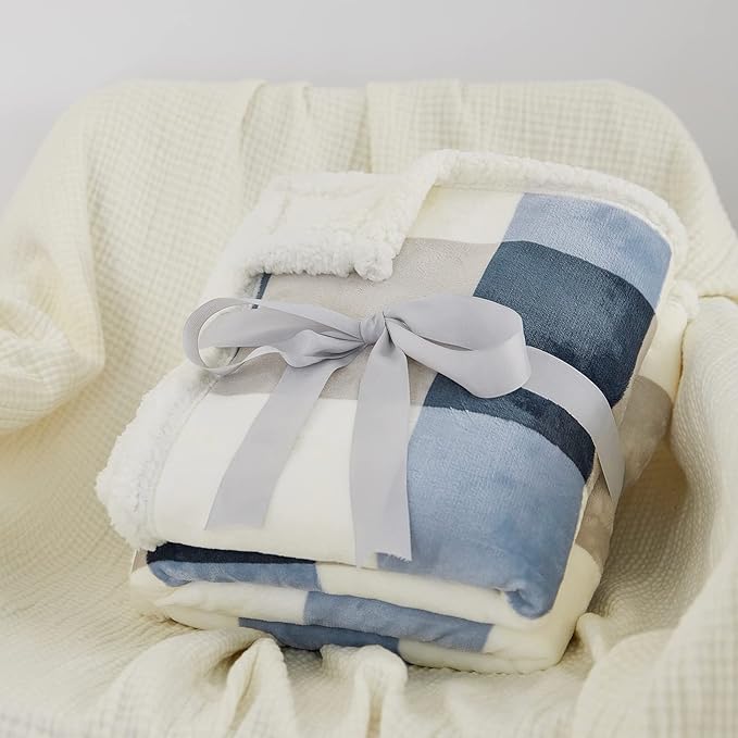 PU MEI 50"x60" Sherpa Fleece Blanket - Soft, Cozy, Thick and Warm for Couch, Sofa or Bed
