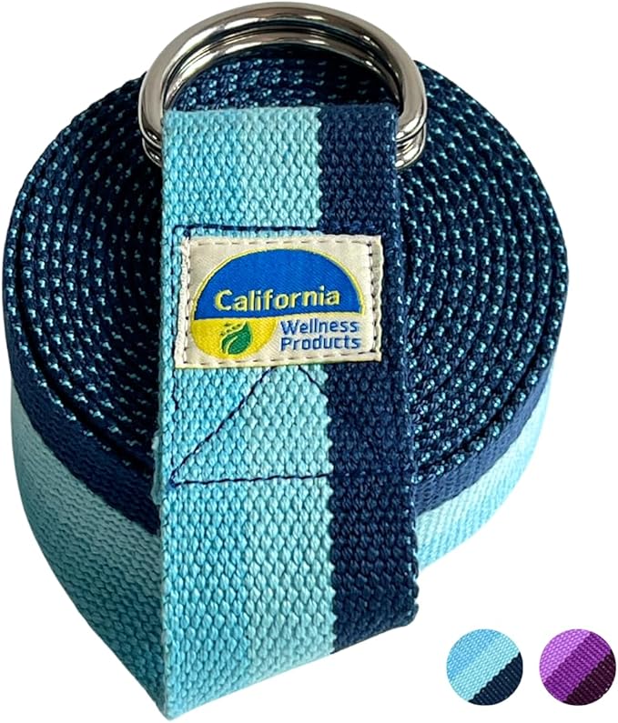 California Yoga Strap | Yoga Belt with Safe Adjustable D-Ring Buckle for Pilates | Stretching Strap | Exercise Bands | Physical Therapy | Improves Sitting Posture