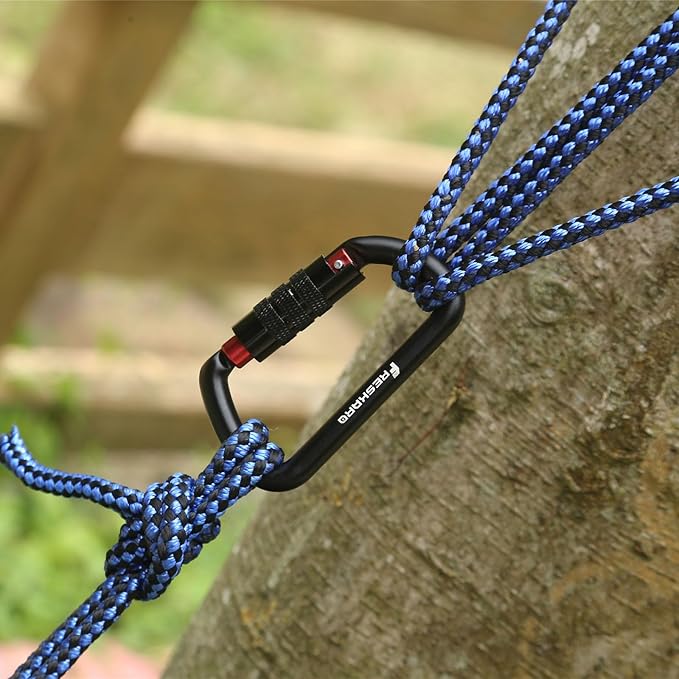 FresKaro 3inch 12kN-2698lbs Auto Locking Carabiner Clips, Solid D Shape, Heavy Duty 7075 Aluminum, Lightweight 1.09oz, Rust Proof, for Hammock, Hiking, Dog Leash, Keychain etc., Multi-Colors