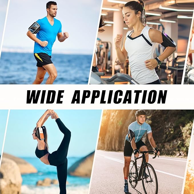 Running Phone Armband with Earphone Holder - 3D Design Cell Phone Armband for iPhone 15/14/13 Pro/Plus & Galaxy S20/S10, Water Resistant Sports Phone Holder with Key Slot for 6.9" Device