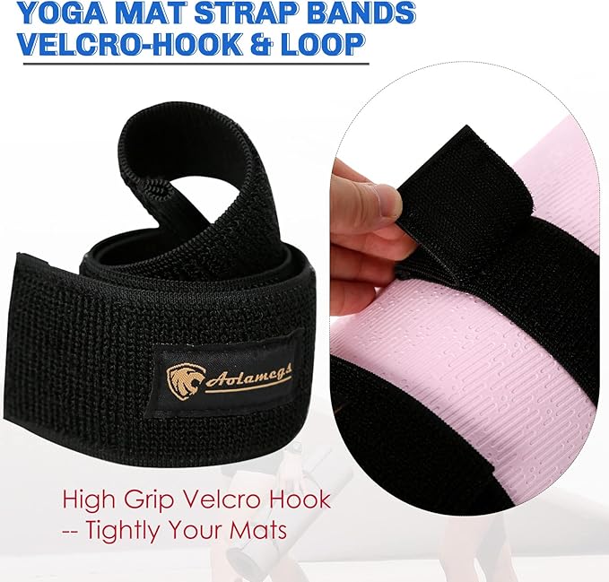 Aolamegs Yoga Mat Strap,Heavy Duty Bungee Straps Band,Wrap Organizer for Yoga Mat/Workout/Exercise(20" L x 2" W)