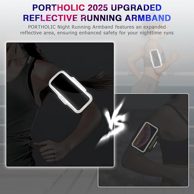 PORTHOLIC 2025 Running Armband Water Resistant Sports Phone Holder Case with Extension Strap, Key Card Slot Up to 6.9" Phone for iPhone 17/16/15/14/13 Plus Air Pro Max XR/XS, Galaxy S25/24/S10