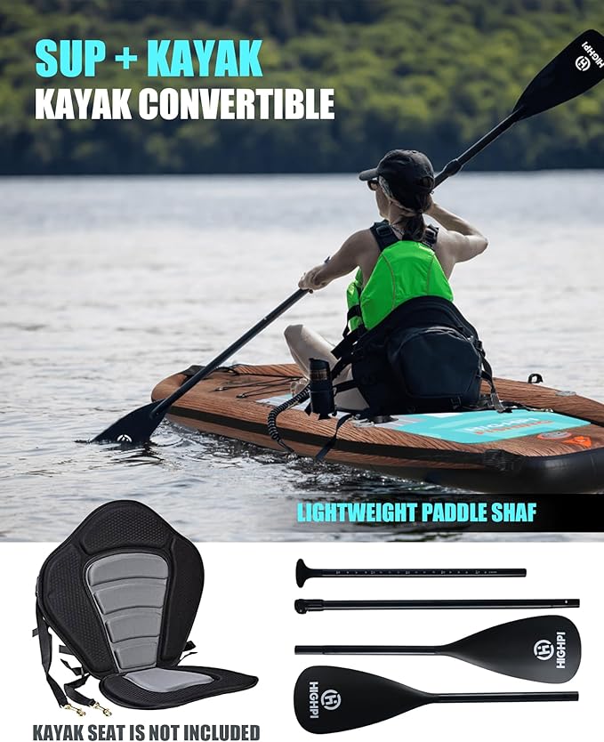 Highpi Inflatable Stand Up Paddle Board for Youth and Adults – Wide Sup with Premium Accessories, Blow Up Paddleboard for Surfing, Fishing, Yoga & More