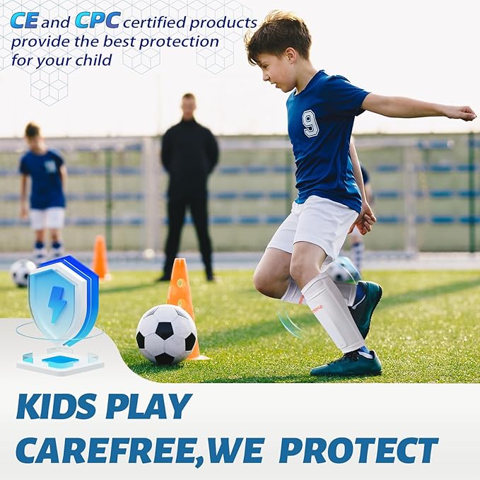 Sportout Soccer Shin Guards - Shin Guards Soccer Kids Youth Adult Protective Shin Pads with Sleeves and Insert Pocket for Boys Girls for Age 4-6, 6-8, 8-10,10-12,12-14,14-Adult