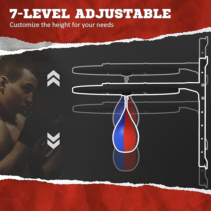 Soozier Wall Mounted Speed Bag Platform with 360-Degree Swivel, Adjustable Punching Bag for Home Fitness