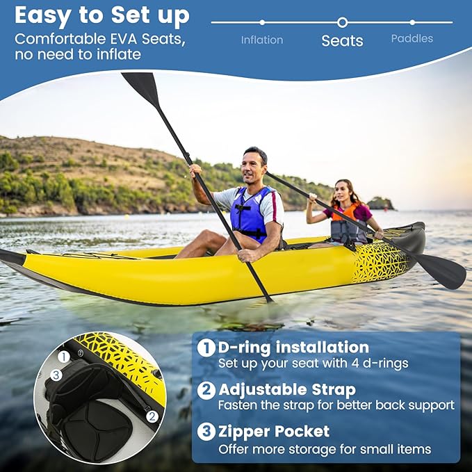 S AFSTAR Inflatable Kayak, 2 Person Canoe with 507 lbs Capacity, Drop-Stitch Floor, All Accessories & Carry Bag, 12.5 ft Large Sit in Tandem Kayak for Fishing, Camping & Exploring for Adults