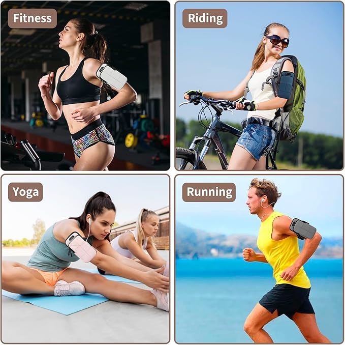 Phone Holder, Arm Bands for Workout, Use for Running, Walking, Hiking & Biking (Grayish White)