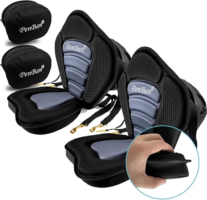Universal Deluxe Kayak Seat Cushion with Storage Bag for Kayak,Padded Boat,SUP,Canoe,Fishing Boat,Seats with 4 Adjustable Straps