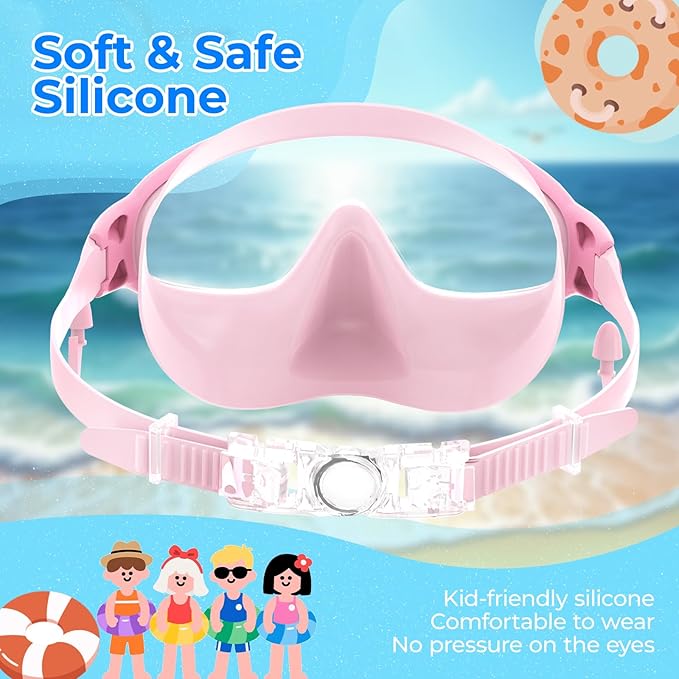 Swim Goggles for Kids 3-15 with Earplugs Large Frame Anti-Fog/UV Swimming Goggles for Boys Girls Toddler 2PCS