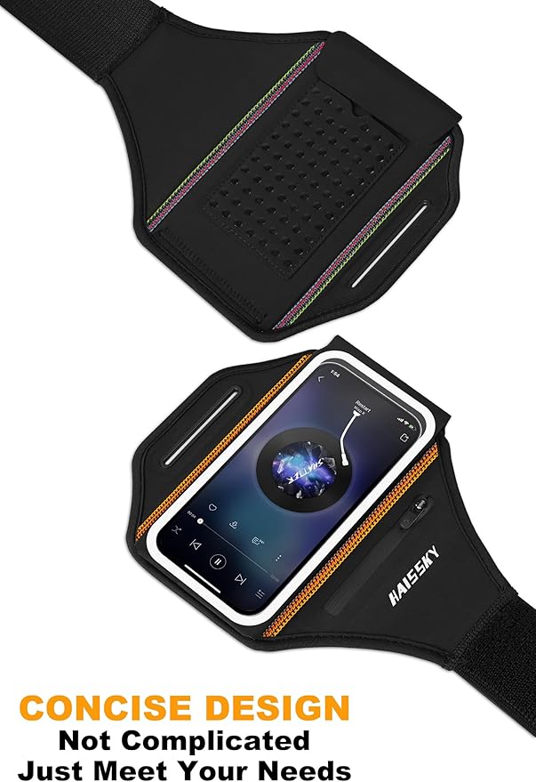 Running Armband with Earphone Bag Cell Phone Armband for iPhone 16 15 Pro 14 Plus 13 11 XR XS, Galaxy S24/S10 Water Resistant Sports Phone Holder Case & Zipper Slot Car Key Holder for 6.9 inch Phone