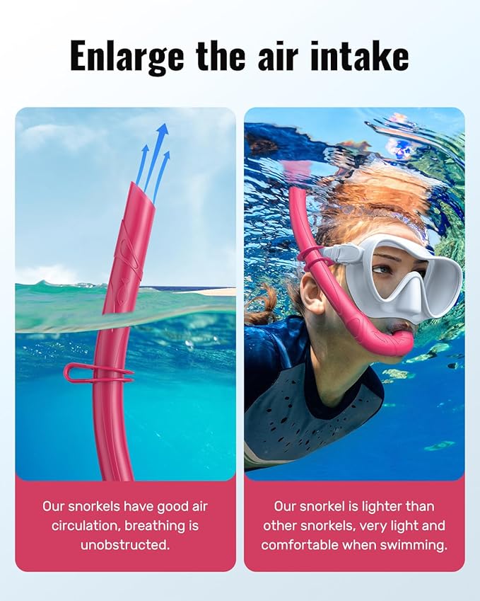 W WSTOO Adults Diving Snorkel Breathing Tube Silicone Flexible Foldable Snorkel Anti-Drop for Freediving Swim Training,Diving and Scuba Diving,Easy to Carry for Travel