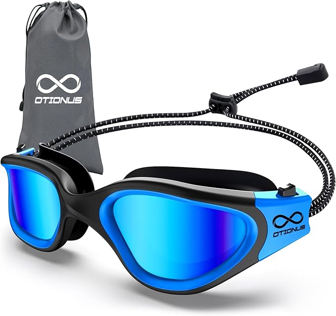Swim Goggles, Polarized Adult Swimming Goggles Bungee Strap No Hair Pulling Anti-fog Pool Goggles for Men Women