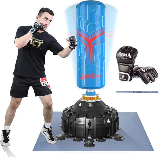 Freestanding Punching Bag with Boxing Gloves, Boxing Bag with Suction Cup Base for Adult Teens-Standing Kickboxing Bag for Home Office Gym