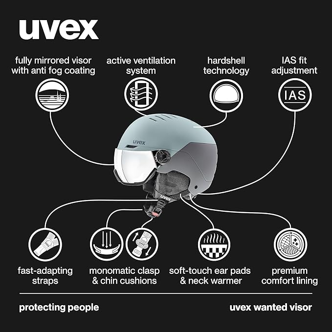 uvex Wanted Visor ski Helmet for Women & Men - Adjustable Helmet with Integrated Visor