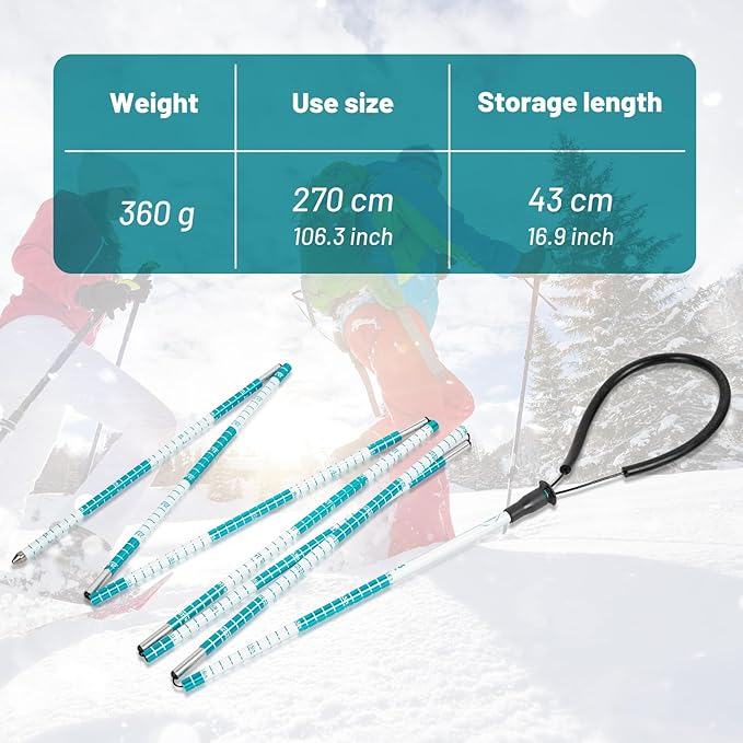 G2 GO2GEHTER 7075 Aluminum Alloy 270cm Backcountry Avalanche Rescue Probe with Storage Bag, Folding Design, Easy to Storage and Carry (3 Color Available)