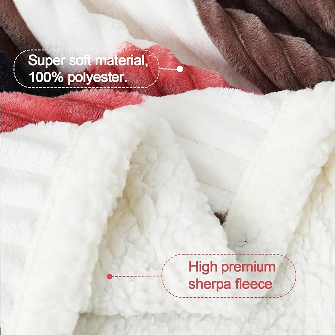 PU MEI Sherpa Blanket Twin Plaid Thick Bed Blanket, 80”*90”Super Soft Flannel Fuzzy Fleece Reversible Velvet Plush Warm Blanket for Couch (Black Red Check)