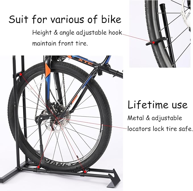 YueTong Vertical Bike Stand, 2 Bike Rack Garage, Upright and Horizontal, Indoor Bicycle Storage for Floor.