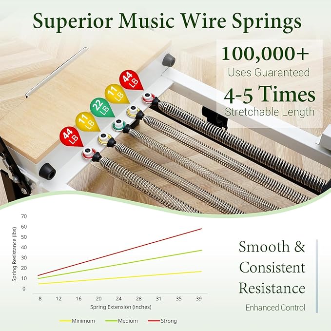 PAETA Pilates Reformer, 91" Foldable Reformer Pilates Machine with Adjustable Reformer Heights, Pilates Equipment with Piano Wire Spings and Jump Boards