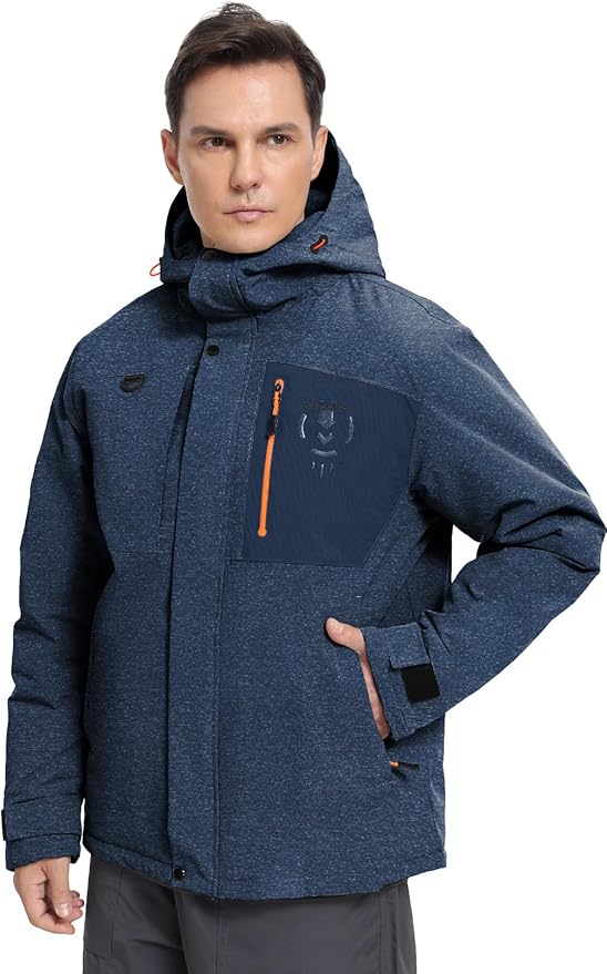 Men's Winter Jacket Waterproof Ski Snow Coat Windproof Snowboard Hooded Raincoats with Warm Graphene lining