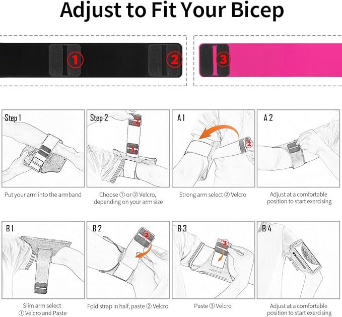 Running Armband with Earphone Bag Cell Phone Armband for iPhone 16 15 Pro 14 Plus 13 11 XR XS, Galaxy S24/S10 Water Resistant Sports Phone Holder Case & Zipper Slot Car Key Holder for 6.7 inch Phone