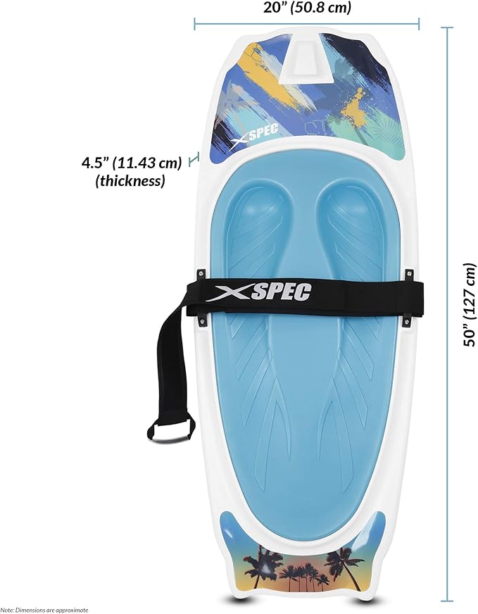 Xspec Kneeboard with Hook Strap for Knee Surfing Boating Waterboarding Kneeling with Padded Foam Surface for Kids, Teens & Adults