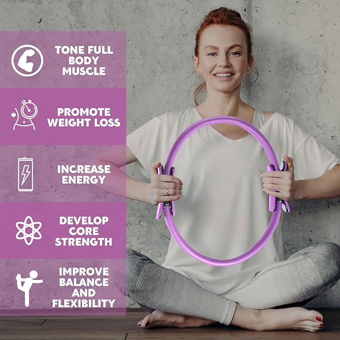 Syhood Pilates Ring 11. 81 Inch Pilates Circle Yoga Ring Magic Lightweight Flexible Workout Equipment for Fitness Physical Therapy Resistance Exercise Arms Legs
