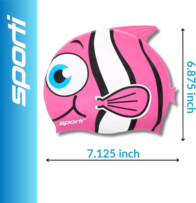 Sporti Silicone Swim Cap for Kids, Unisex Youth Swimming Cap, Protection Bathing Caps for Your Children, Aged 2-10