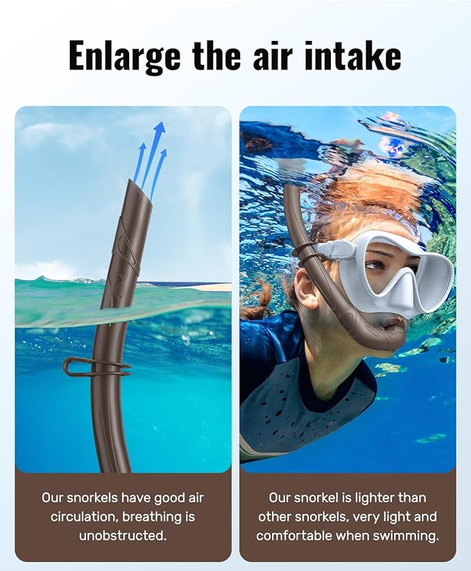 W WSTOO Adults Diving Snorkel Breathing Tube Silicone Flexible Foldable Snorkel Anti-Drop for Freediving Swim Training,Diving and Scuba Diving,Easy to Carry for Travel