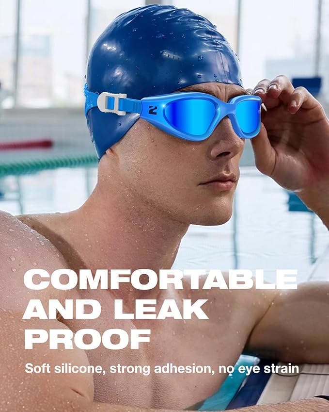 ZIONOR G1 Nava Super Anti-Fog Unisex Swim Goggles Mirror/Bright Smoke Lens