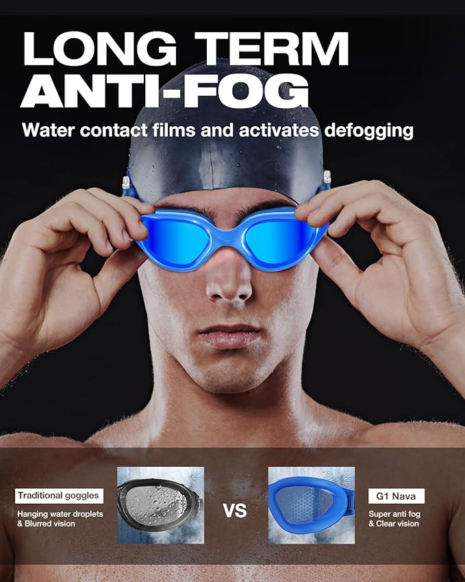 ZIONOR G1 Nava Super Anti-Fog Unisex Swim Goggles Mirror/Bright Smoke Lens