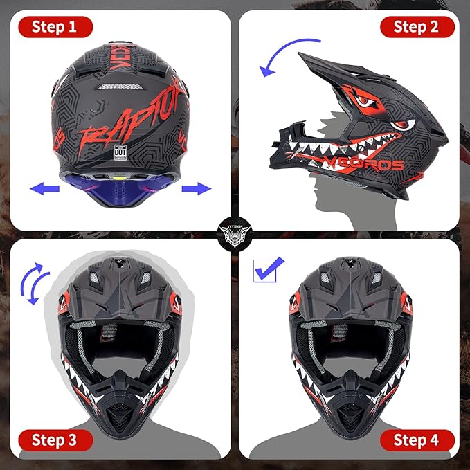 VCOROS H637 Adult Motocross Helmets ATV Dirtbike BMX MX Offroad Adventure UTV Helmets DOT Approved
