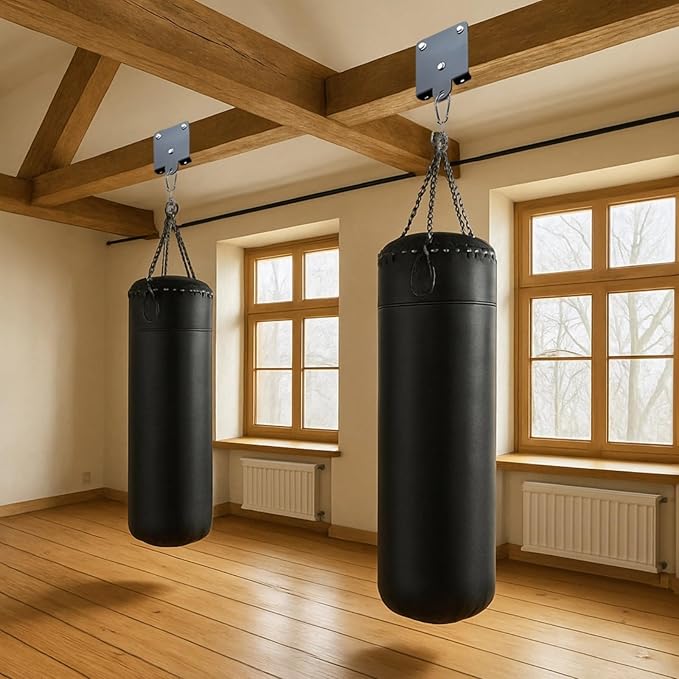 Punching Bag Hanger Ceiling Mount, Heavy Duty Boxing Bag Ceiling Mount with 360° Rotating Hook, Steel Construction, Beam Mount Hook for Home Gym Boxing Training