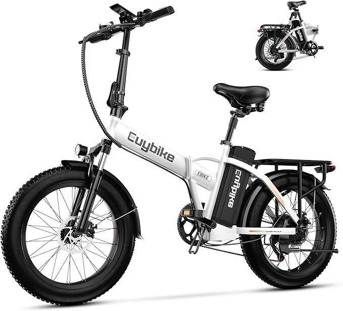 Foldable Electric Bike for Adults, 30+MPH, 48V 20Ah Removable Lithium Battery up to 80Miles, 20" Fat Tire 1000W Peak Motor Dirt Ebike Adult Electric Bicycle for Commute Beach Mountain E Bike