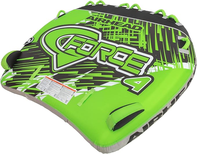 Airhead G-Force Inflatable Towable Tube | 2-4 Rider Models | Dual Tow Points | Full Nylon Cover | Kwik-Connect | Patented Speed Valve | Boat Tubes and Towables