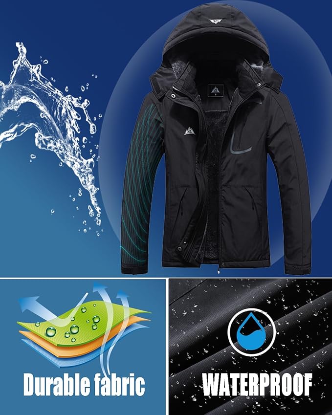 MOERDENG Women's Waterproof Ski Jacket Warm Winter Coat Outdoor Windbreaker Hiking Snowboarding Jacket
