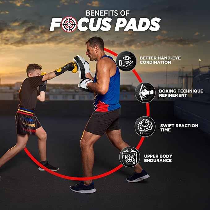 WYOX Curved Boxing Punch Mitts – Boxing Pads Training Set, Punching Mitts for Adults, Kickboxing Pads, Muay Thai Pads, Karate Pads, MMA Training Equipment, Martial Arts Focus Pads