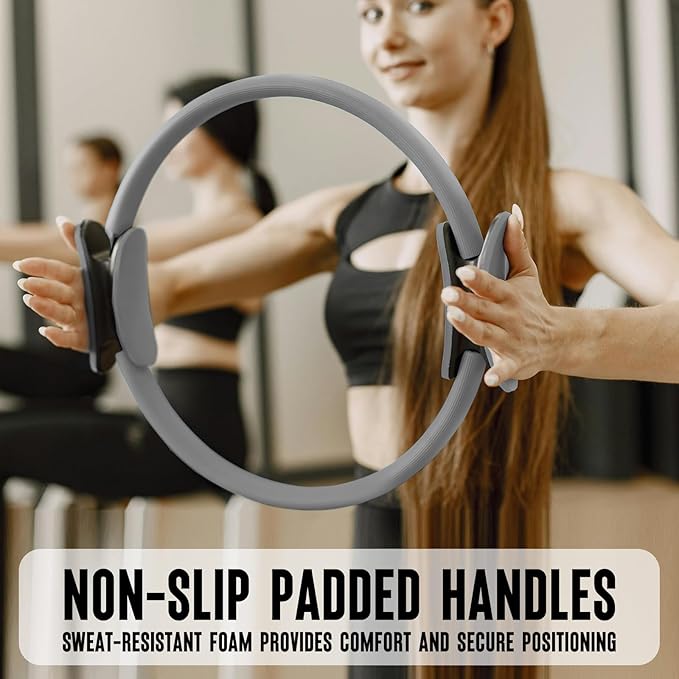 Pilates Ring Fitness Circle 14" Yoga Rings Magic Circle with Dual Padded Handles for Toning Arms, Thighs/Legs & Core，Home Exercise Equipment ﻿