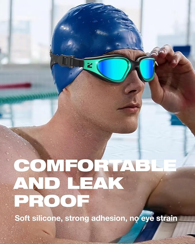 ZIONOR G1 Nava Super Anti-Fog Unisex Swim Goggles Mirror/Bright Smoke Lens