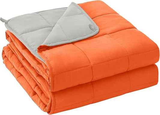yescool Weighted Blanket (10 lbs, 41" x 60", Orange) Cooling Heavy Blanket for Sleeping Perfect for 90-110 lbs, Breathable Blanket with Premium Glass Bead, Machine Washable
