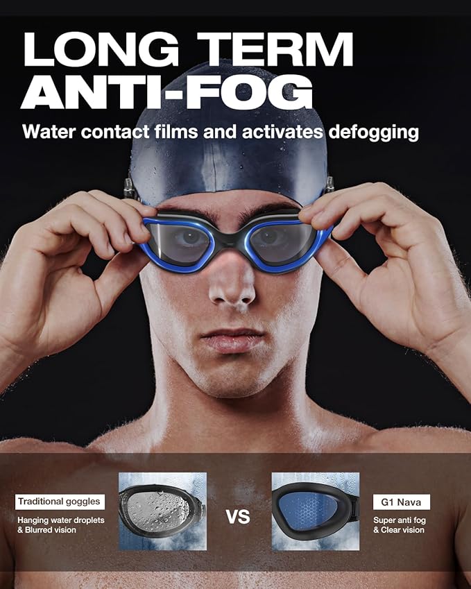 ZIONOR G1 Nava Super Anti-Fog Unisex Swim Goggles Mirror/Bright Smoke Lens