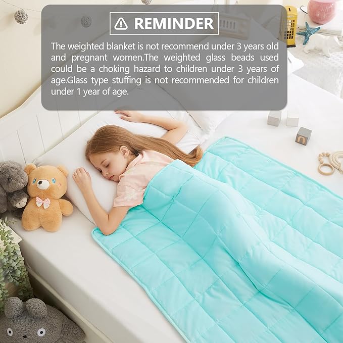 L'AGRATY Weighted Blanket - 40"x60" 7lbs Cooling Breathable Weighted Blanket Microfiber Material with Glass Beads