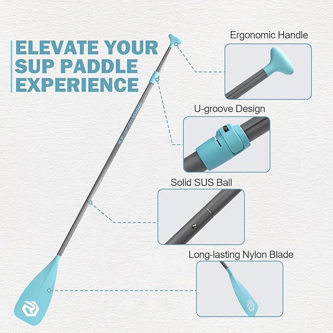 SUP Paddle - Paddle Board Paddle 4 Piece Stand Up Paddleboard Paddles Lightweight Floating Kayak Paddle - Light Blue - Lake Green - Light Green