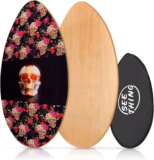 seething 35 Inch Skimboard with High Gloss Coat Wood Skim Board for Beginners,Kids, Teenagers, Adults and All Skimming