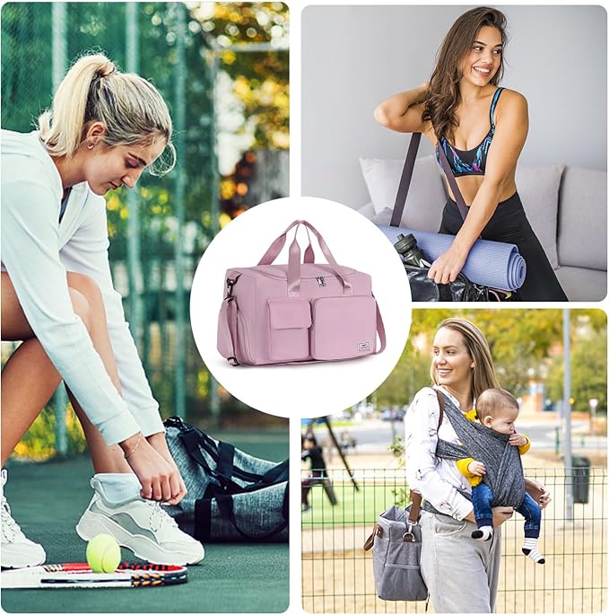 FIORETTO Women's Gym Duffle Bag with Shoes Compartment, 37L Capacity, Ideal for Travel, Gym, Sports, Duffel, Weekender