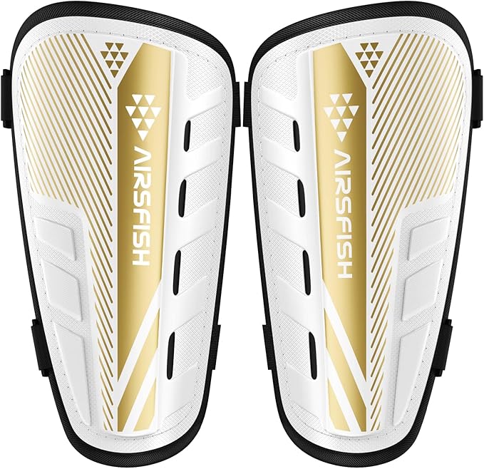 Shin Guards Soccer Kids Youth, CE Certified Airsfish Shin Guard Protection Gear for 2-18 Years Old Boys Girls Teenagers High Impact Resistant Breathable Comfortable 1 Pair 4 Sizes